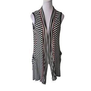 Parsley & Sage Size S Sleeveless Cardigan Open Front Striped Vest Striped Hi-Low